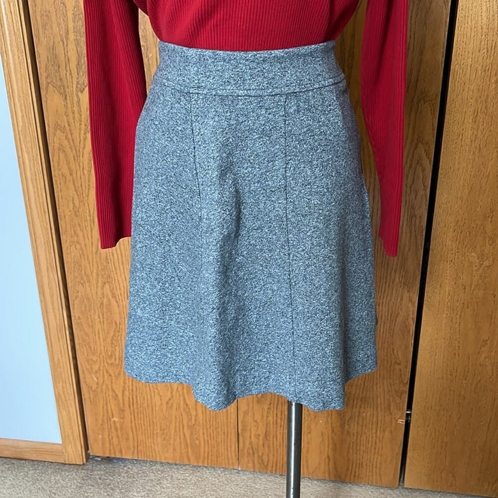 Kenar Heather Gray Cotton Fit and Flare Midi Skirt Size S